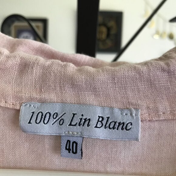 100% LIN BLANC size 40 L / XL Pink Washed Linen Bias Cut Artsy Lagenlook Tunic - Picture 2 of 3